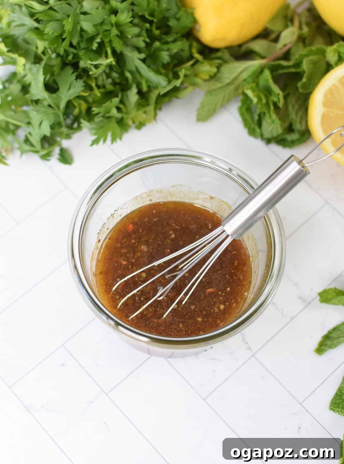 Moroccan Chickpea Salad with Tangy Lemon & Toasted Cumin 7 Moroccan Dressing in a mason jar