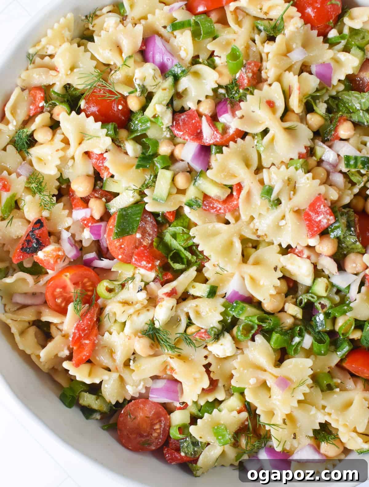 Mediterranean Bow-Tie Pasta Salad with Feta & Olives 10 Mediterranean Bowtie Pasta Salad up close