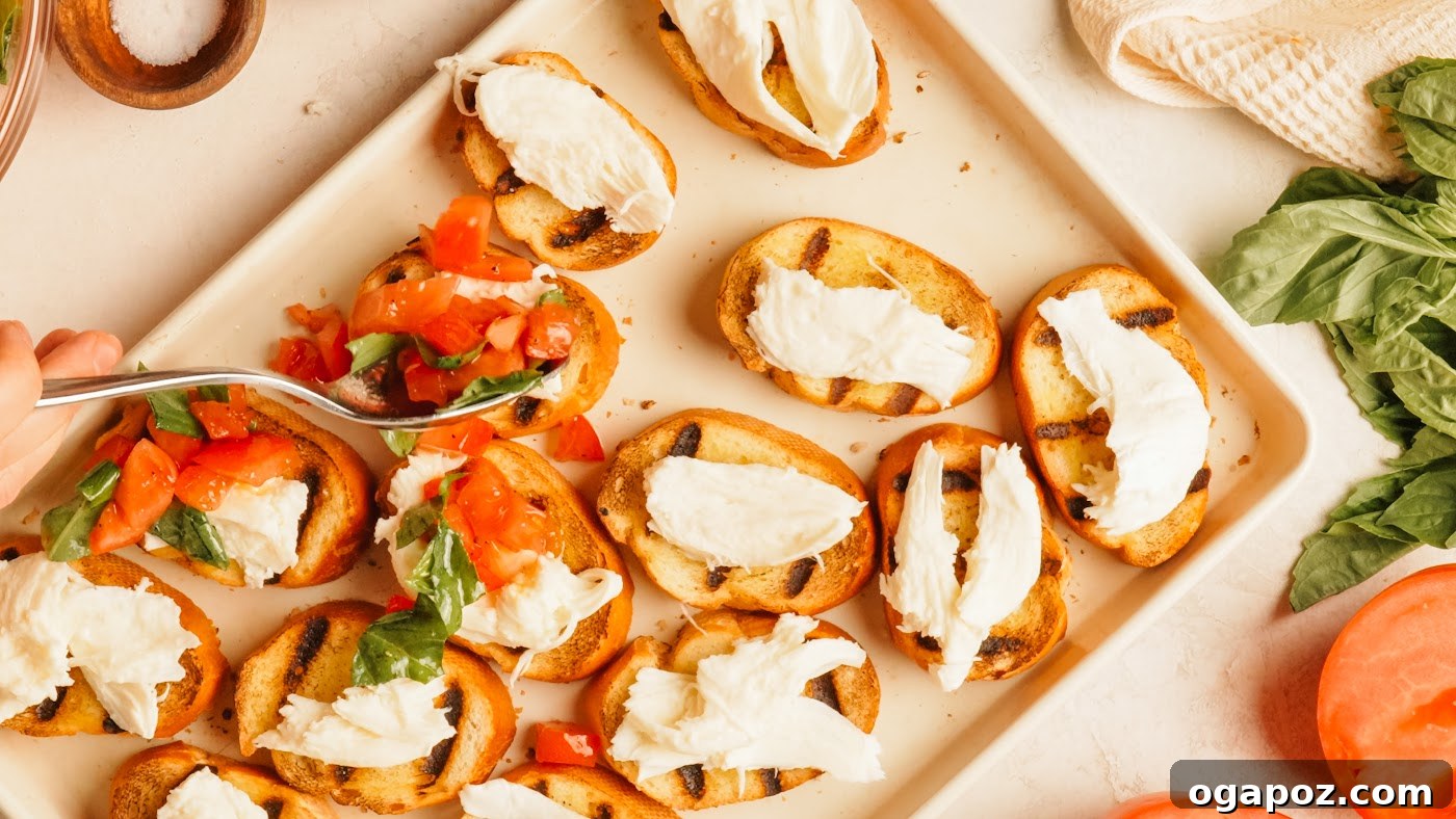 Fresh Mozzarella Bruschetta Recipe, Quick Appetizer 8 Bruschetta with Mozzarella recipe steps.