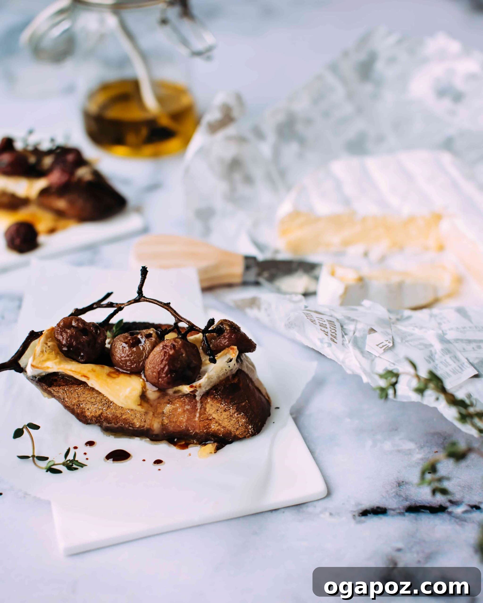 32 Crowd-Pleasing Cookout Appetizers for Summer 28 Camembert crostini topped with roasted grapes.