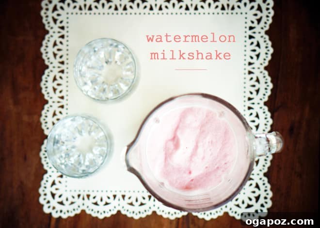 16 Summer Drink Recipes: Alcoholic and Non-Alcoholic Refreshers 18 A creamy watermelon milkshake in a tall glass.