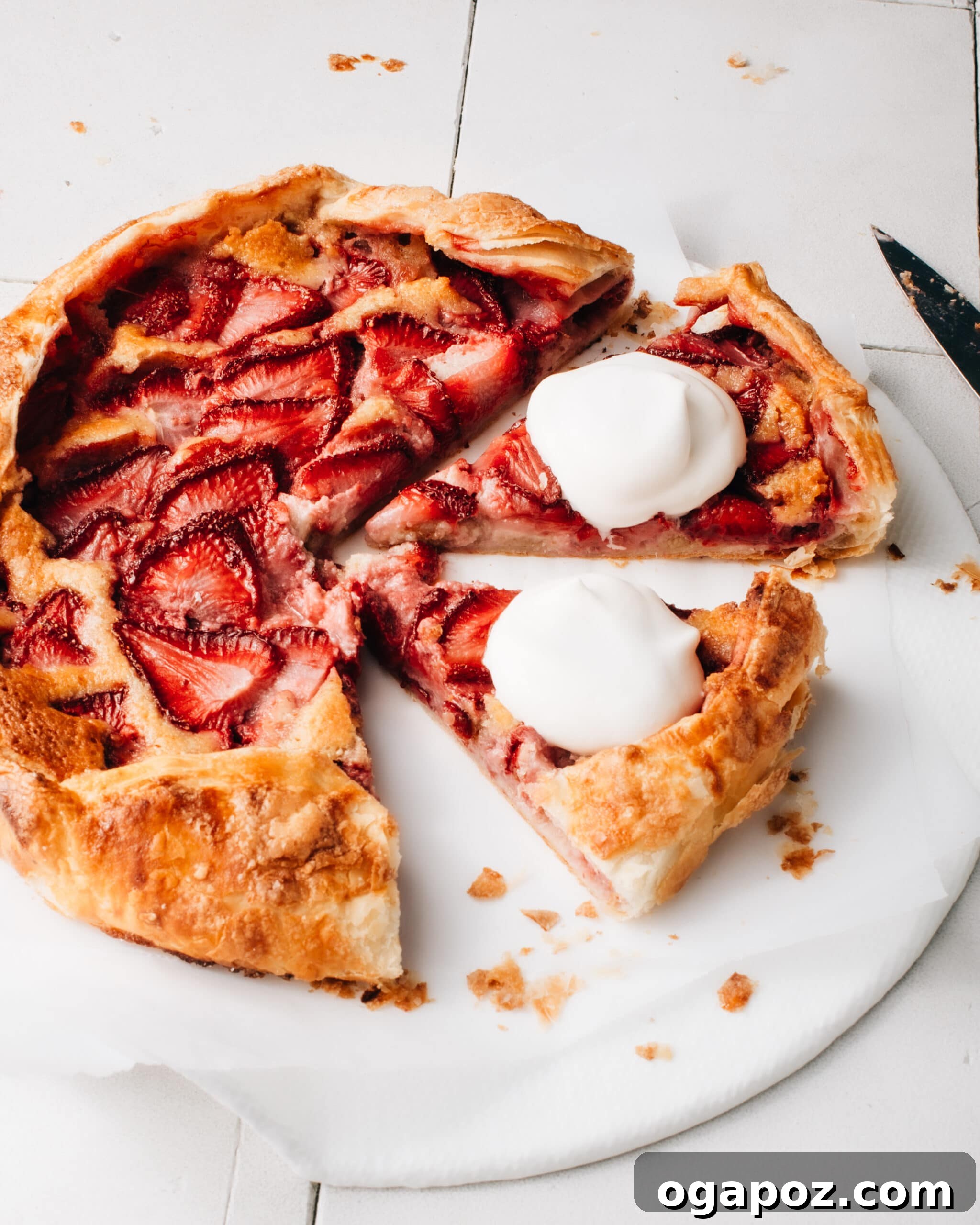 Summer Fruit Dessert Recipes: Peach, Cherry and Berries 23 Puff pastry strawberry tart with almond cream.