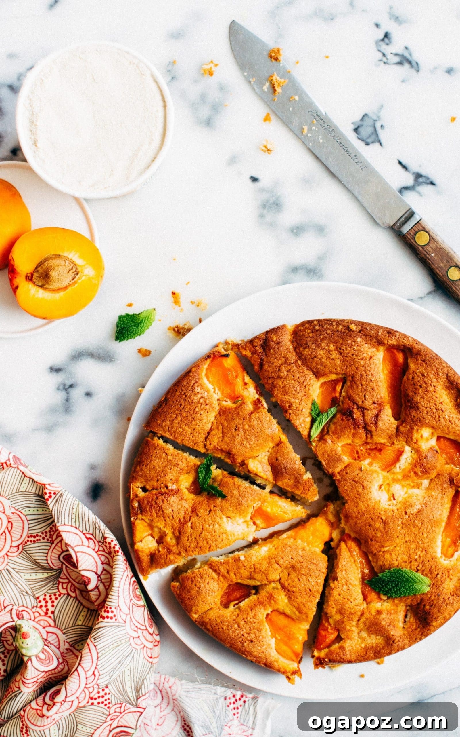 Summer Fruit Dessert Recipes: Peach, Cherry and Berries 7 Buttermilk apricot cake with fruit on top.