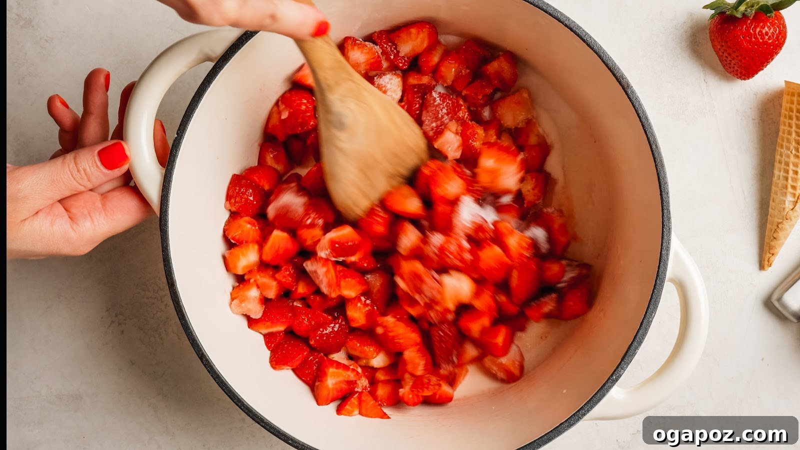 Creamy Homemade Strawberry Ice Cream Recipe 4 Strawberry ice cream recipe steps.