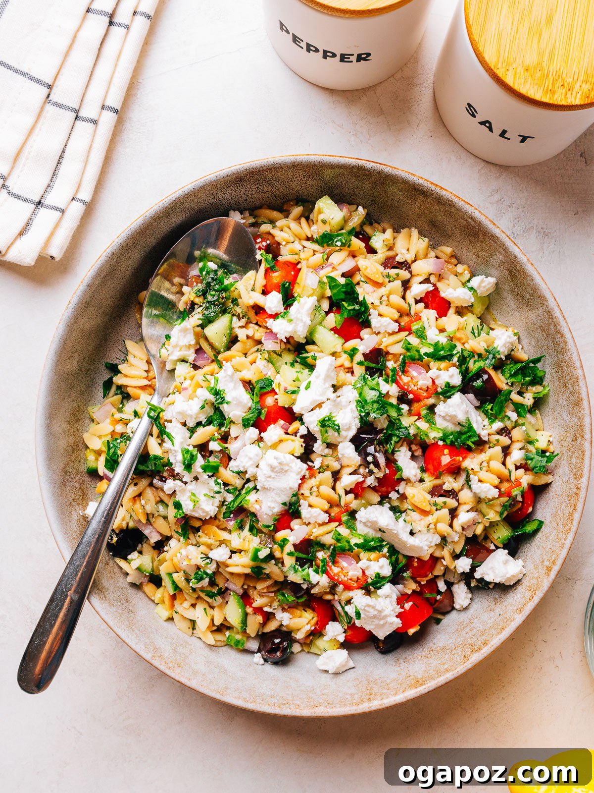 Mediterranean Orzo Salad with Feta, Olives & Cherry Tomatoes 2 img 59200 1