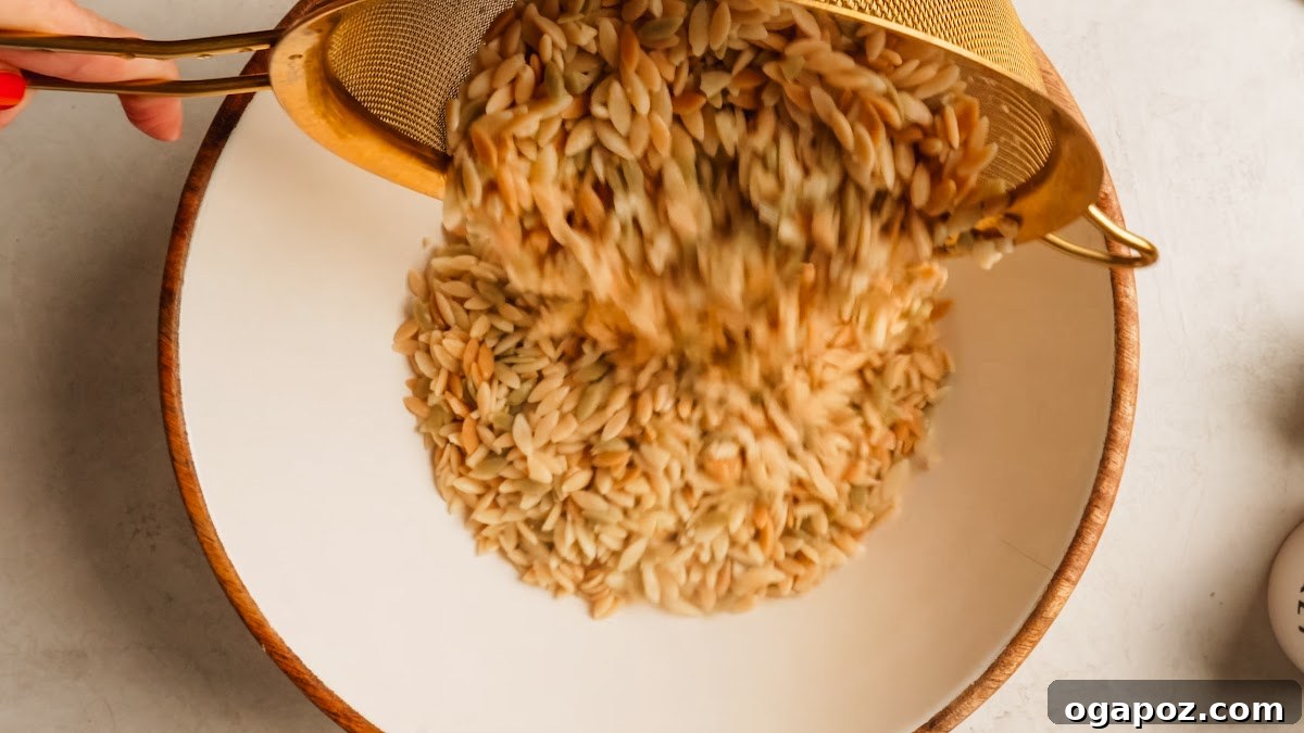 Mediterranean Orzo Salad with Feta, Olives & Cherry Tomatoes 6 Orzo Pasta Salad recipe steps.