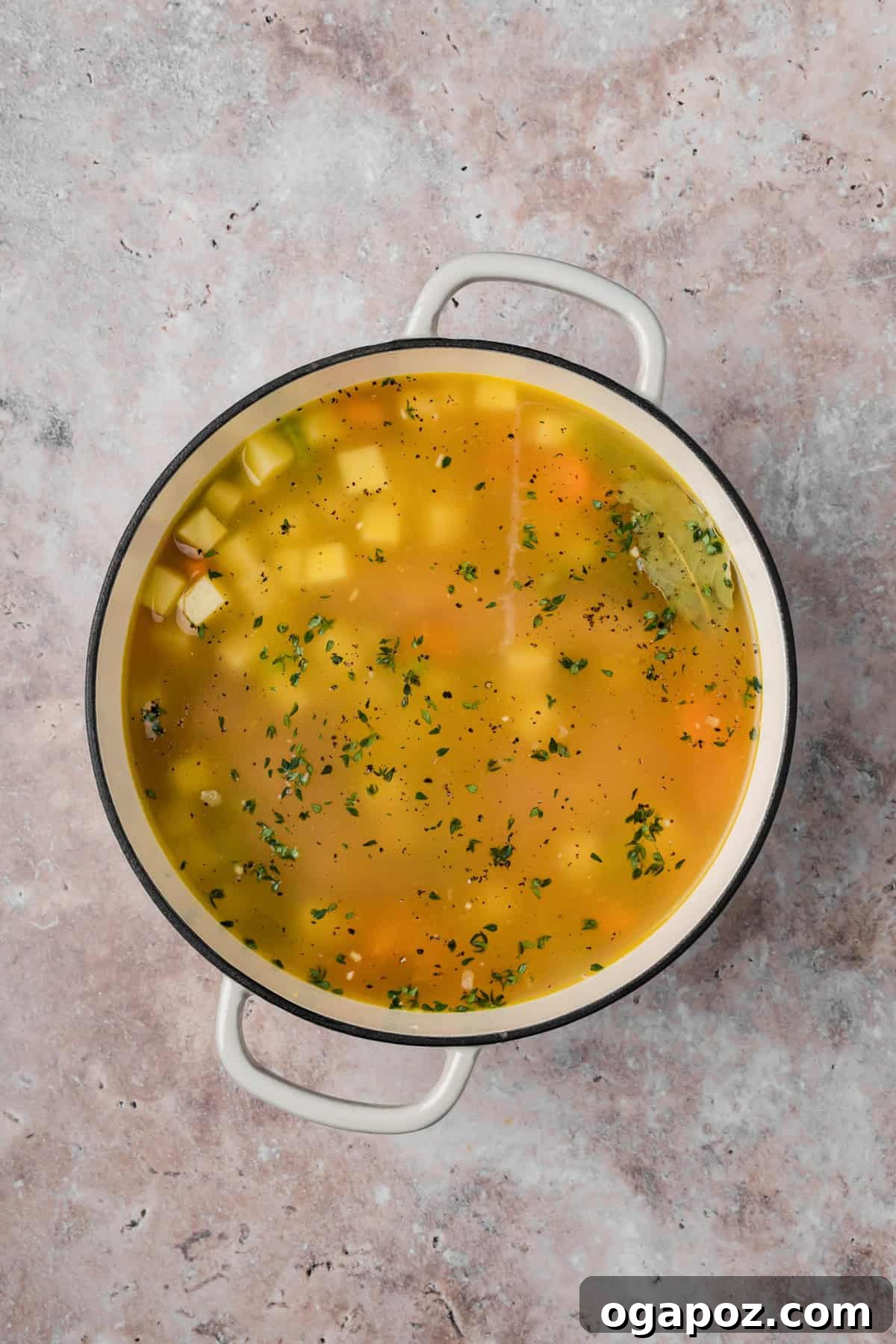 Creamy Chicken and Potato Soup Without Heavy Cream 7 Chicken and Potato Soup Simmering