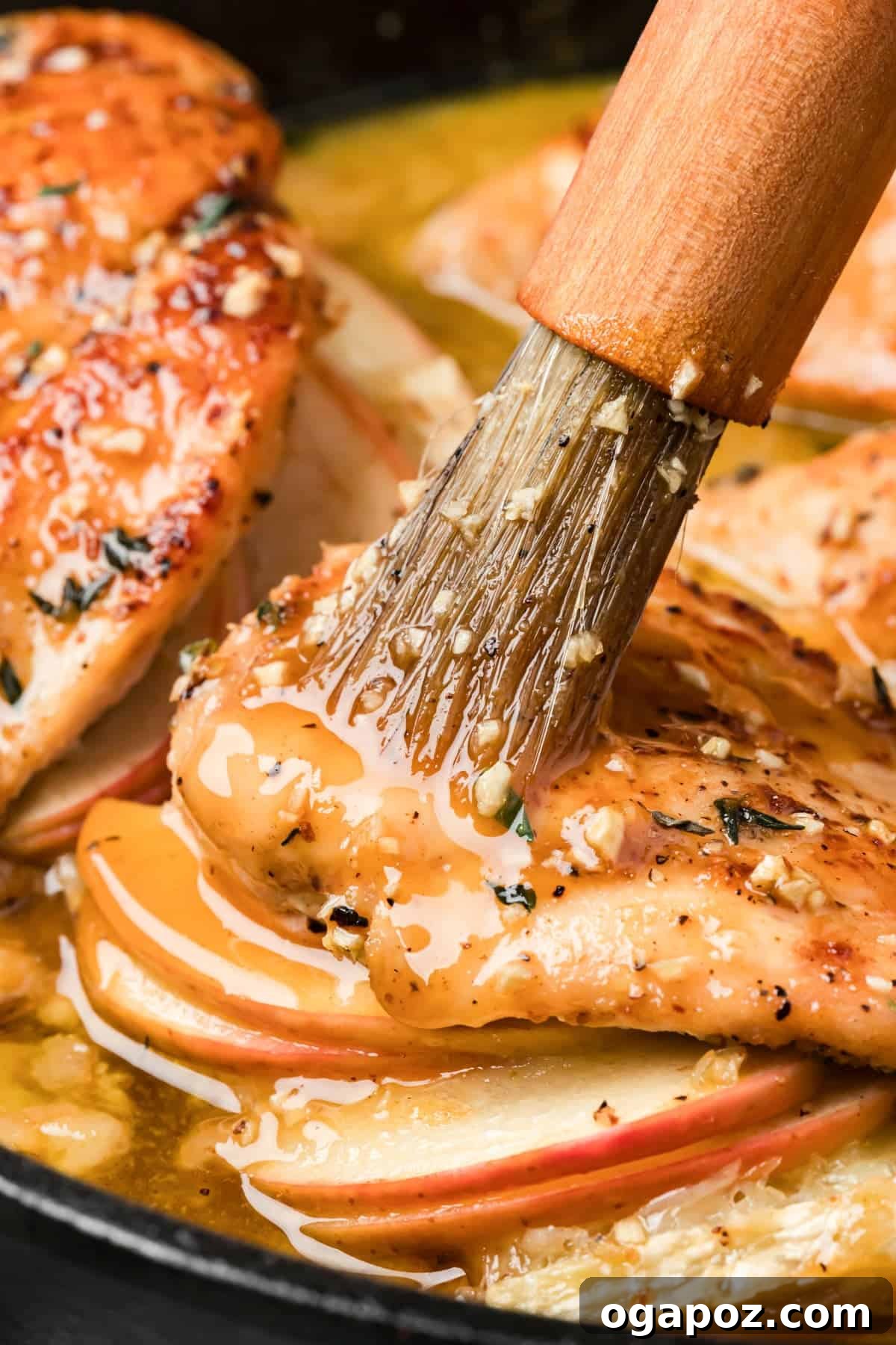 Apple and Brie Stuffed Chicken Breast Recipe 10 Brushing chicken with mpale glaze