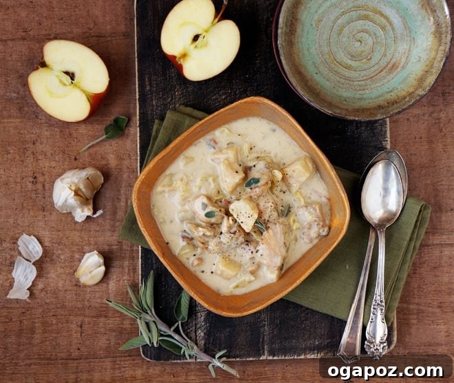 21 Unexpected Apple Recipes Beyond Pie 18 A pot of chicken stew with apples and cabbage.