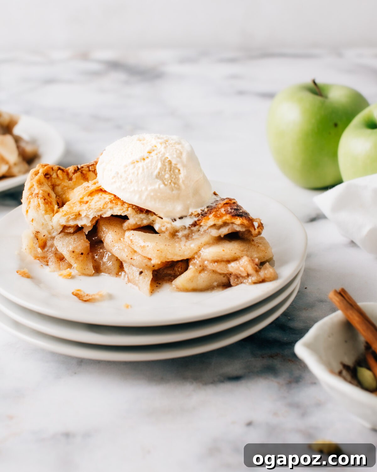 21 Unexpected Apple Recipes Beyond Pie 9 A slice of apple pie showing the apple pie filling.