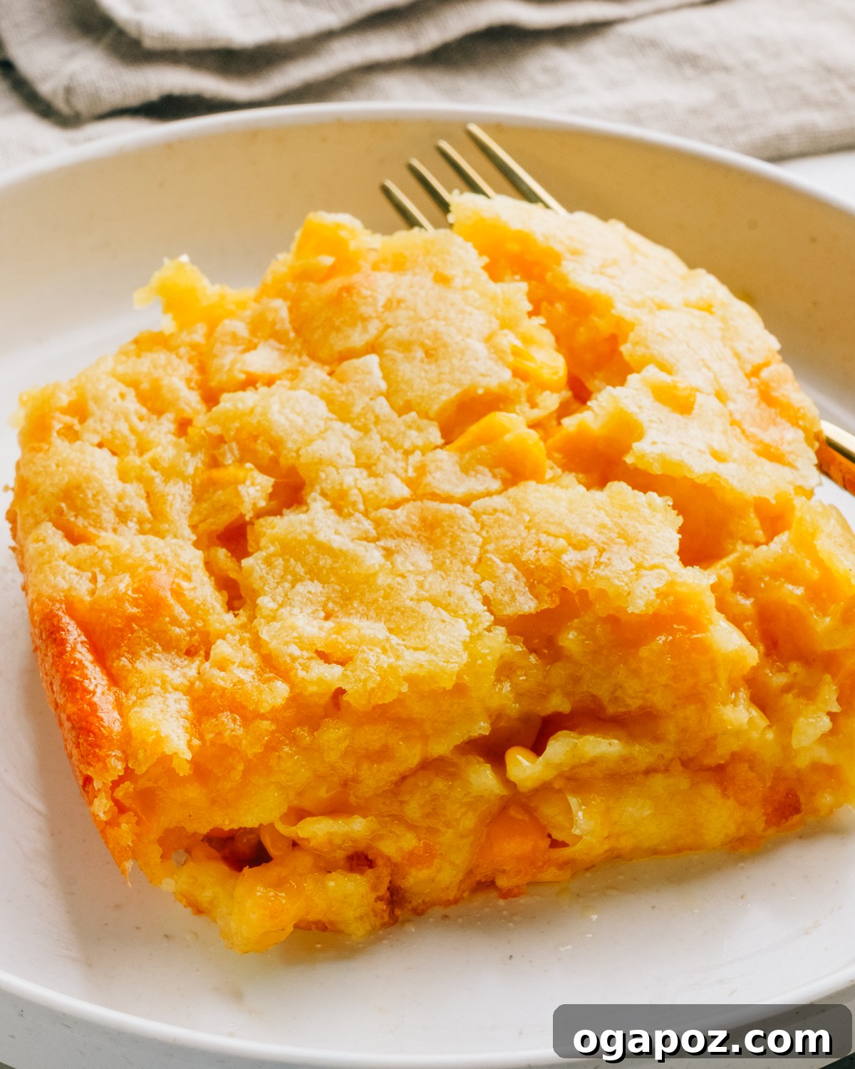 Baked corn casserole in a dish