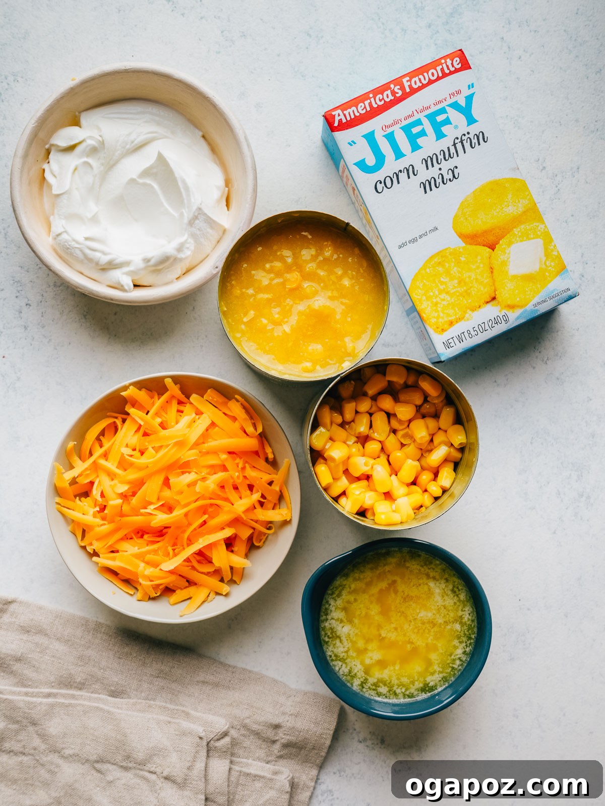 Ingredients for corn casserole