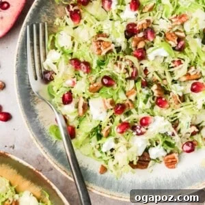 Brussels Sprout Salad with Pomegranate and Maple Dressing
