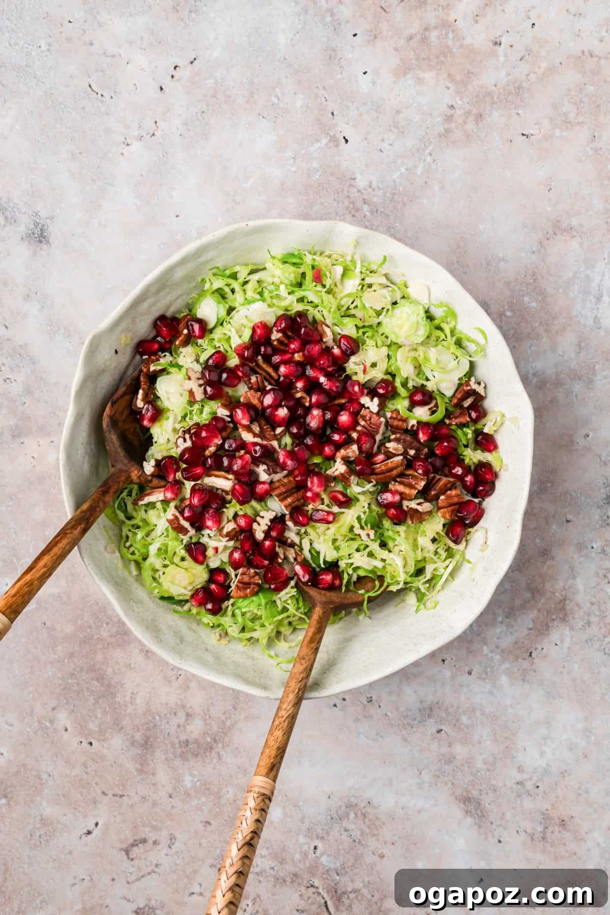 Shaved Brussels Sprout Salad with Pomegranate Seeds